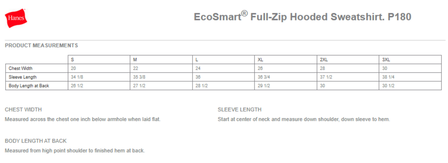 Hanes® - EcoSmart® Full-Zip Hooded Sweatshirt (P180)
