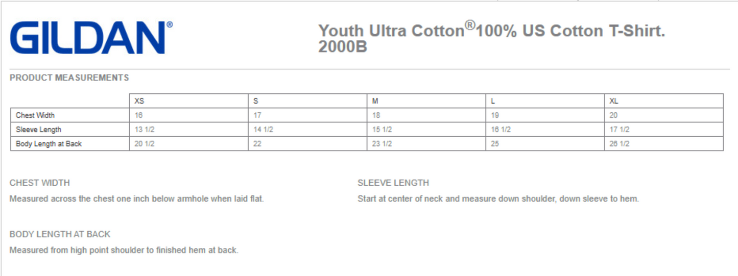Gildan® Youth Ultra Cotton® 100% Cotton T-Shirt (2000B)